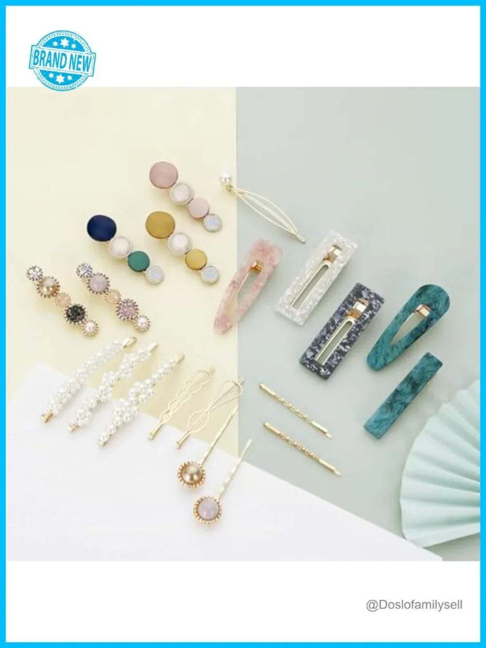 20pc Pearl Acrylic Hair Clips Set - Macaron Barrettes Bobby Pins Hair